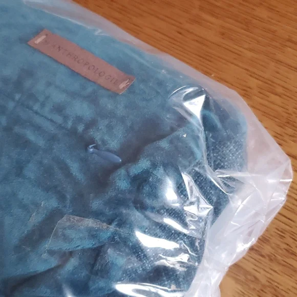 Anthropologie Velvet Trova Bolster Pillow - deep turquoise blue - Picture 11 of 12